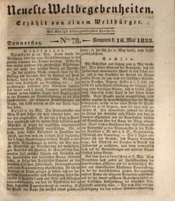 Neueste Weltbegebenheiten (Kemptner Zeitung) Donnerstag 16. Mai 1833