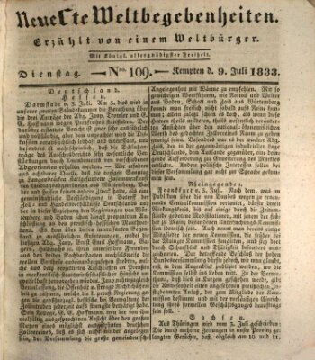 Neueste Weltbegebenheiten (Kemptner Zeitung) Dienstag 9. Juli 1833