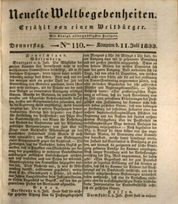 Neueste Weltbegebenheiten (Kemptner Zeitung) Donnerstag 11. Juli 1833