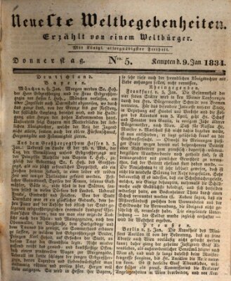 Neueste Weltbegebenheiten (Kemptner Zeitung) Donnerstag 9. Januar 1834