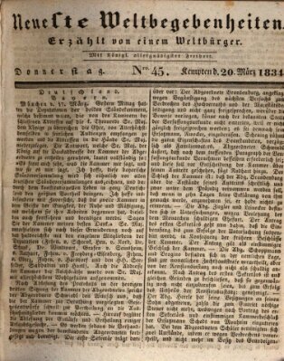 Neueste Weltbegebenheiten (Kemptner Zeitung) Donnerstag 20. März 1834