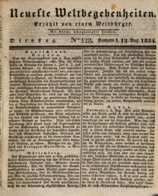 Neueste Weltbegebenheiten (Kemptner Zeitung) Dienstag 12. August 1834