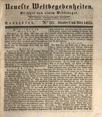 Neueste Weltbegebenheiten (Kemptner Zeitung) Samstag 28. März 1835