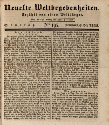 Neueste Weltbegebenheiten (Kemptner Zeitung) Sonntag 6. Dezember 1835