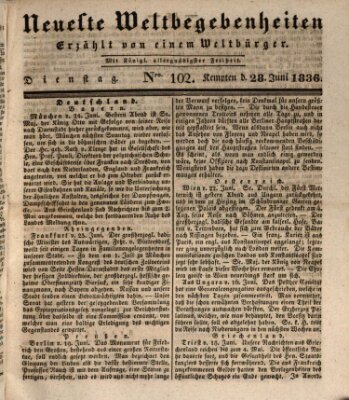 Neueste Weltbegebenheiten (Kemptner Zeitung) Dienstag 28. Juni 1836