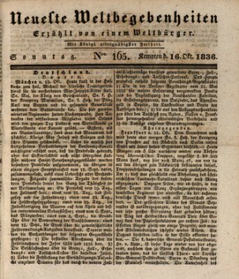 Neueste Weltbegebenheiten (Kemptner Zeitung) Sonntag 16. Oktober 1836