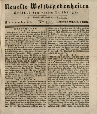 Neueste Weltbegebenheiten (Kemptner Zeitung) Samstag 29. Oktober 1836