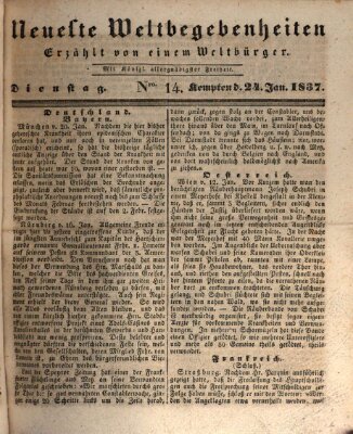 Neueste Weltbegebenheiten (Kemptner Zeitung) Dienstag 24. Januar 1837