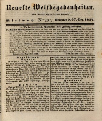 Neueste Weltbegebenheiten (Kemptner Zeitung) Mittwoch 27. Dezember 1837