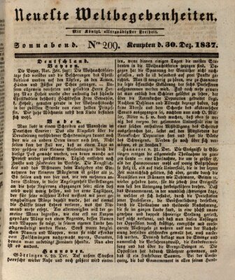 Neueste Weltbegebenheiten (Kemptner Zeitung) Samstag 30. Dezember 1837