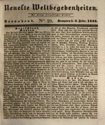 Neueste Weltbegebenheiten (Kemptner Zeitung) Samstag 3. Februar 1838