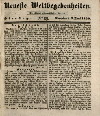 Neueste Weltbegebenheiten (Kemptner Zeitung) Dienstag 4. Juni 1839
