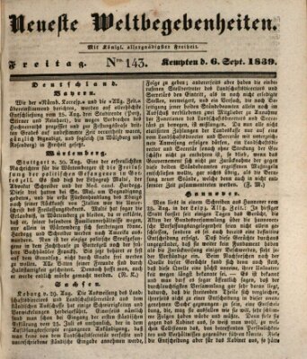 Neueste Weltbegebenheiten (Kemptner Zeitung) Freitag 6. September 1839