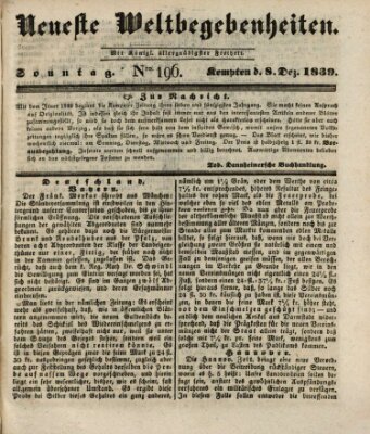 Neueste Weltbegebenheiten (Kemptner Zeitung) Sonntag 8. Dezember 1839