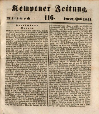 Kemptner Zeitung Mittwoch 21. Juli 1841