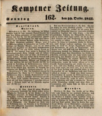 Kemptner Zeitung Sonntag 10. Oktober 1841