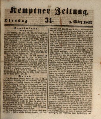 Kemptner Zeitung Dienstag 1. März 1842
