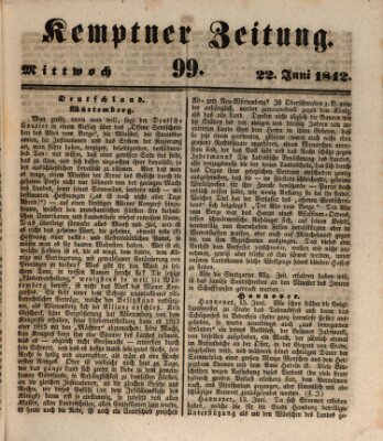 Kemptner Zeitung Mittwoch 22. Juni 1842
