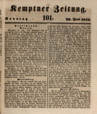 Kemptner Zeitung Sonntag 26. Juni 1842