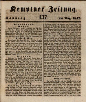 Kemptner Zeitung Sonntag 28. August 1842