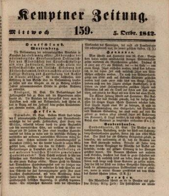 Kemptner Zeitung Mittwoch 5. Oktober 1842