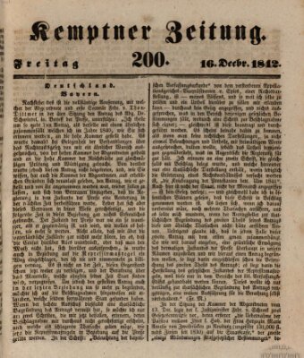 Kemptner Zeitung Freitag 16. Dezember 1842