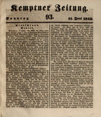 Kemptner Zeitung Sonntag 11. Juni 1843