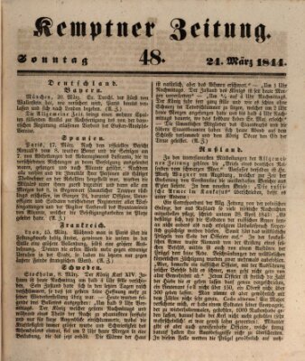 Kemptner Zeitung Sonntag 24. März 1844