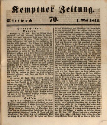 Kemptner Zeitung Mittwoch 1. Mai 1844
