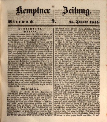 Kemptner Zeitung Mittwoch 15. Januar 1845