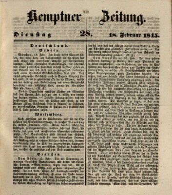 Kemptner Zeitung Dienstag 18. Februar 1845