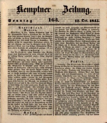 Kemptner Zeitung Sonntag 12. Oktober 1845