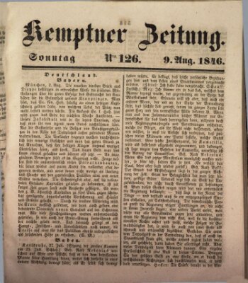 Kemptner Zeitung Sonntag 9. August 1846