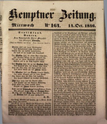 Kemptner Zeitung Mittwoch 14. Oktober 1846