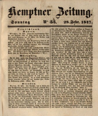 Kemptner Zeitung Sonntag 28. Februar 1847