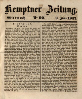 Kemptner Zeitung Mittwoch 9. Juni 1847