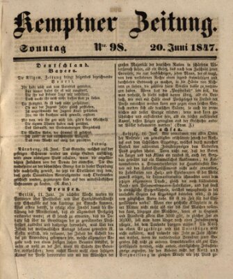 Kemptner Zeitung Sonntag 20. Juni 1847