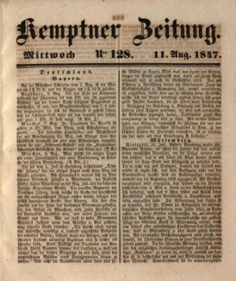 Kemptner Zeitung Mittwoch 11. August 1847