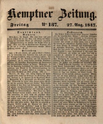 Kemptner Zeitung Freitag 27. August 1847