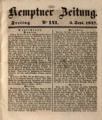 Kemptner Zeitung Freitag 3. September 1847
