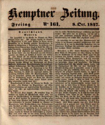 Kemptner Zeitung Freitag 8. Oktober 1847