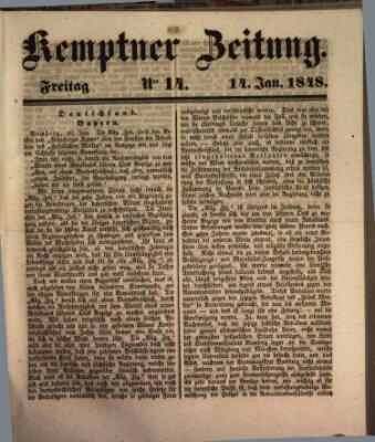 Kemptner Zeitung Freitag 14. Januar 1848