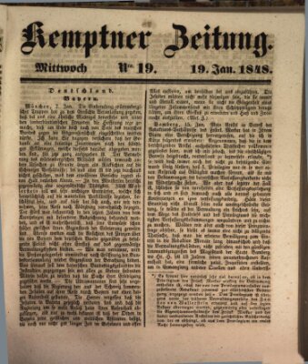 Kemptner Zeitung Mittwoch 19. Januar 1848
