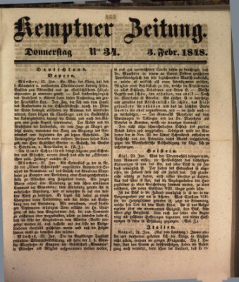 Kemptner Zeitung Donnerstag 3. Februar 1848