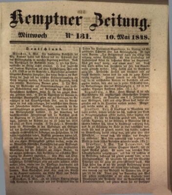 Kemptner Zeitung Mittwoch 10. Mai 1848