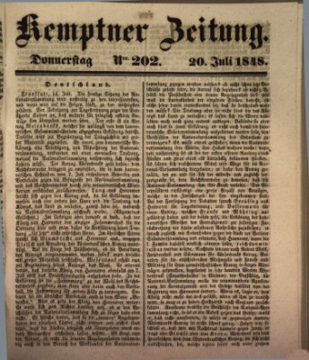 Kemptner Zeitung Donnerstag 20. Juli 1848
