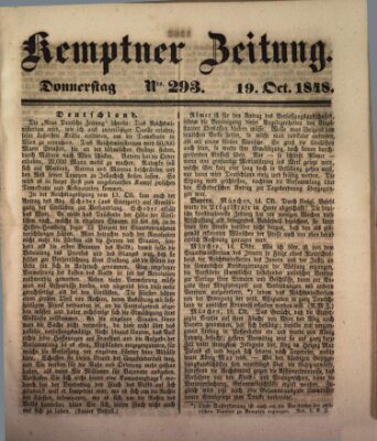 Kemptner Zeitung Donnerstag 19. Oktober 1848