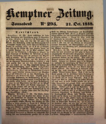 Kemptner Zeitung Samstag 21. Oktober 1848