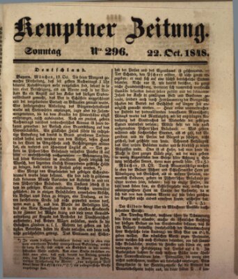 Kemptner Zeitung Sonntag 22. Oktober 1848