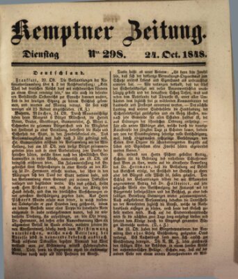 Kemptner Zeitung Dienstag 24. Oktober 1848